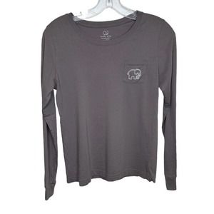 Ivory Ella T Shirt Womens Tee Save the Elephant Long Sleeve Gray Small